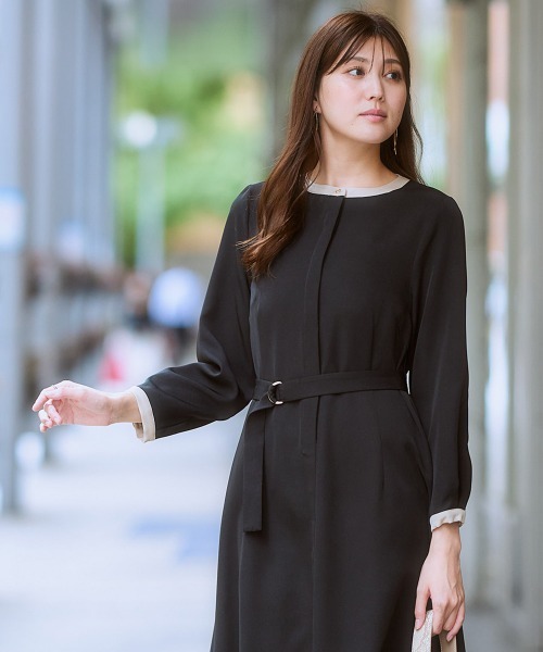 7days Life Styling ワンピース 入園式 ベルト付き配色ワンピース