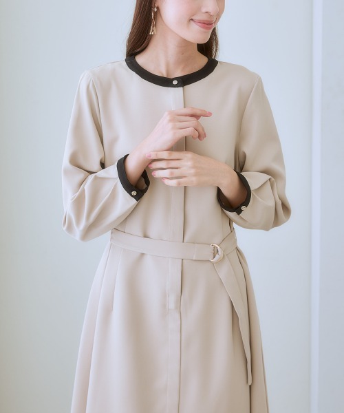 7days Life Styling ワンピース 入園式 ベルト付き配色ワンピース