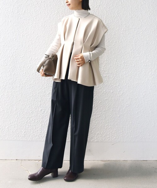 シーニュ　ジレ　ベスト　ダブルベスト　シンプル　クルミボタン　日本製 SHIPS ベスト ジレ 「WEB限定」「手洗い可能」ダンボール フロント