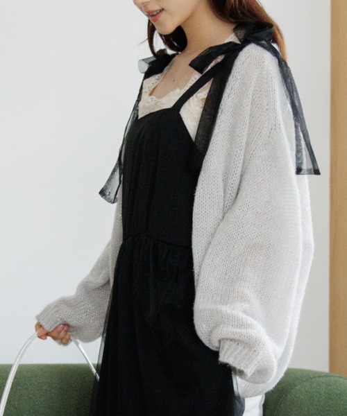 「flower」 ニットカーディガン FREE ホワイト レディース_画像2