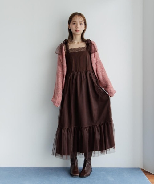 「flower」 ニットカーディガン FREE ホワイト レディース_画像4