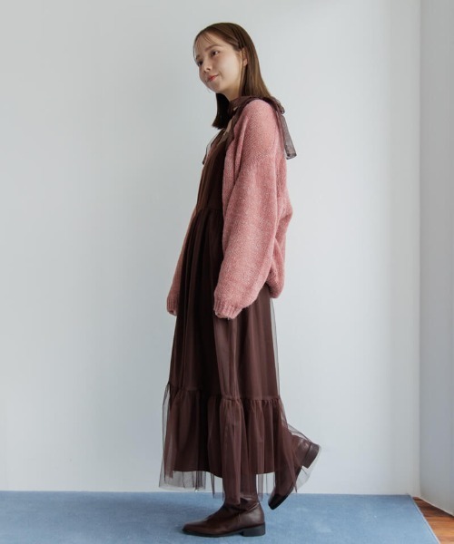 「flower」 ニットカーディガン FREE ホワイト レディース_画像5