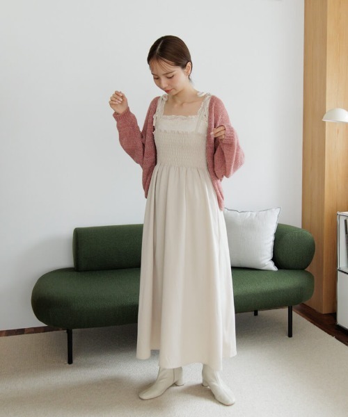 「flower」 ニットカーディガン FREE ホワイト レディース_画像7