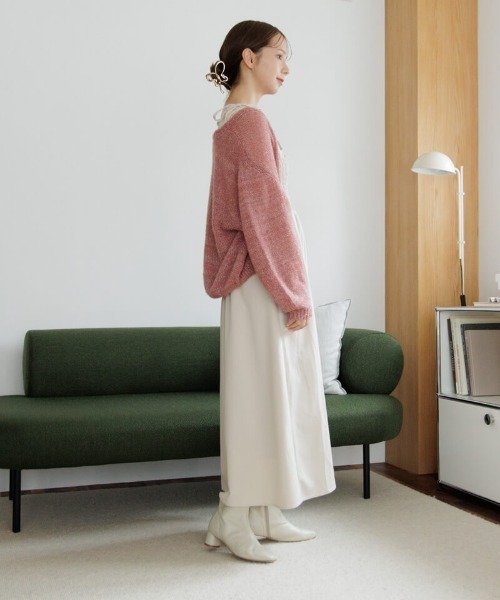 「flower」 ニットカーディガン FREE ホワイト レディース_画像9