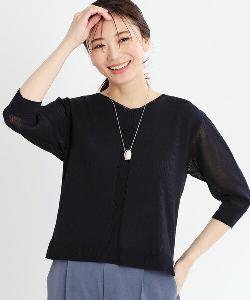 【WEB先行カラーあり／手洗い可】透かし柄デザインニット Reflect ニット セーター 「夏SALE／WEB先行カラーあり／手洗い