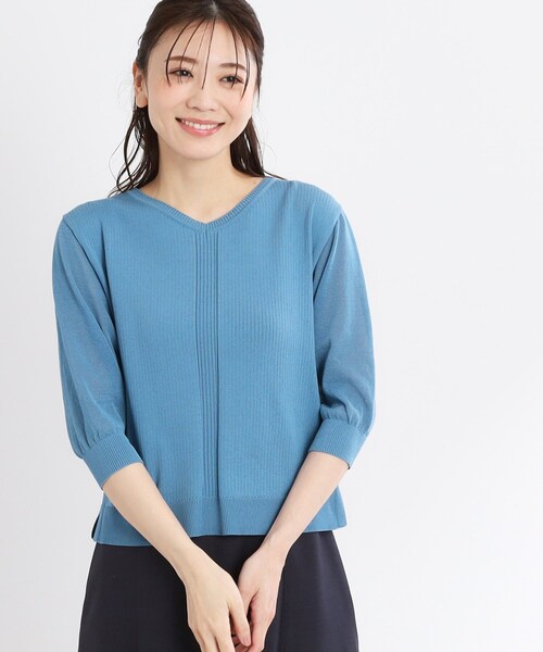 【WEB先行カラーあり／手洗い可】透かし柄デザインニット Reflect ニット セーター 「夏SALE／WEB先行カラーあり／手洗い