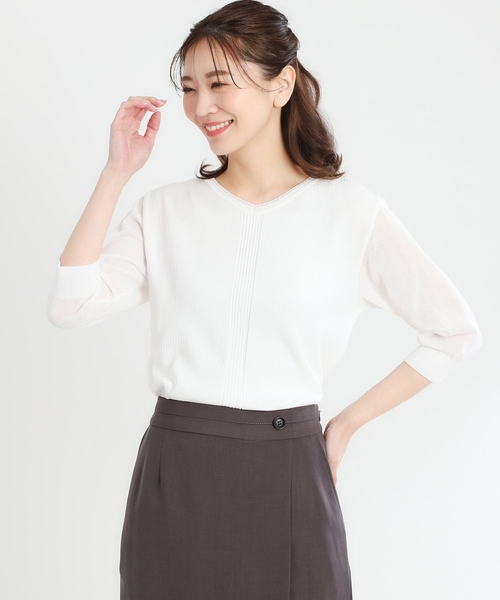 【WEB先行カラーあり／手洗い可】透かし柄デザインニット Reflect ニット セーター 「夏SALE／WEB先行カラーあり／手洗い