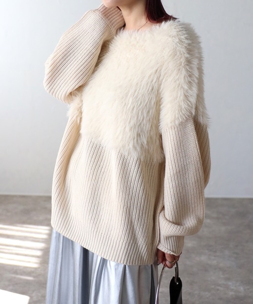 「ap retro」 長袖ニット FREE アイボリー レディース_画像2