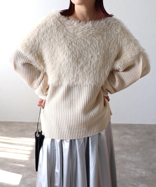 「ap retro」 長袖ニット FREE アイボリー レディース_画像3