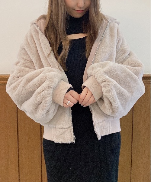 「abc une face」 ジップアップブルゾン FREE ホワイト レディース_画像5