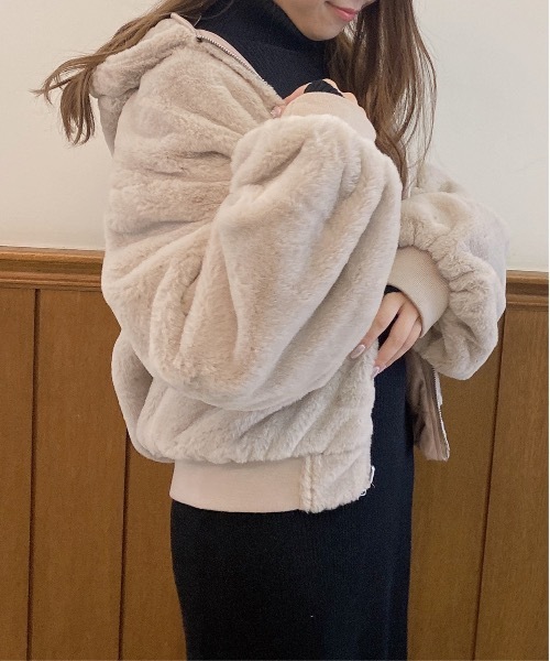 「abc une face」 ジップアップブルゾン FREE ホワイト レディース_画像6