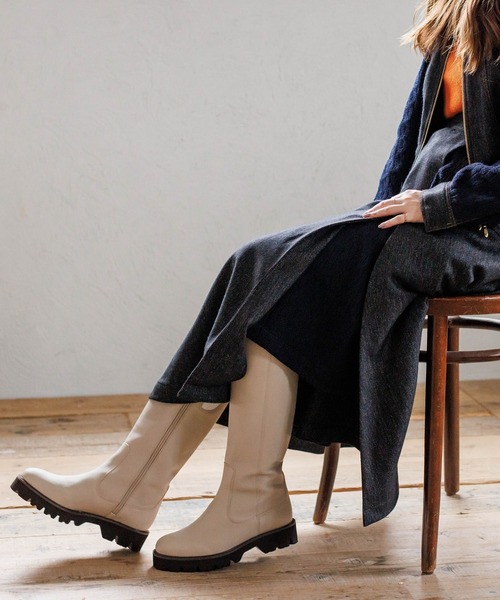 「HIMIKO」 ロングブーツ 22.5cm アイボリー レディース_画像4