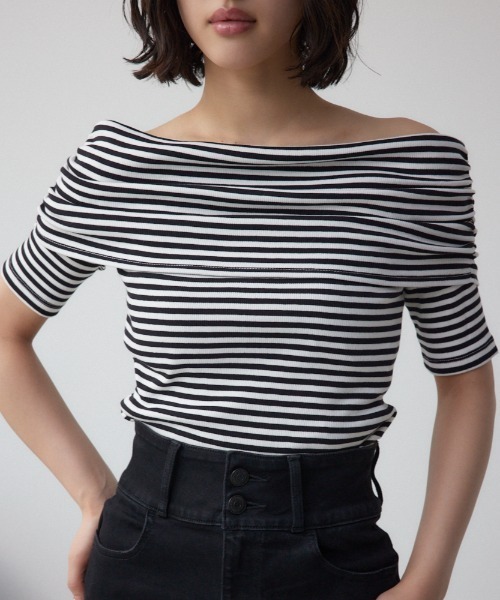 AZUL BY MOUSSY tシャツ オフショルダーリブトップス レディース