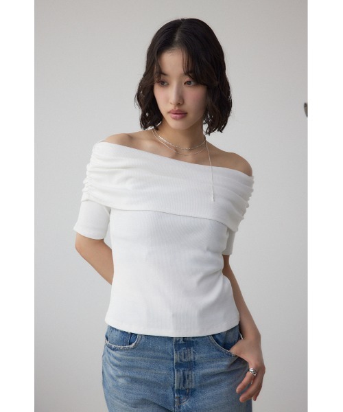 AZUL BY MOUSSY tシャツ オフショルダーリブトップス レディース