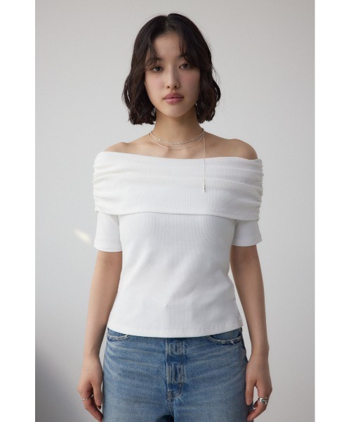 tシャツ オフショルダートップス レディース AZUL BY MOUSSY tシャツ オフショルダーリブトップス レディース