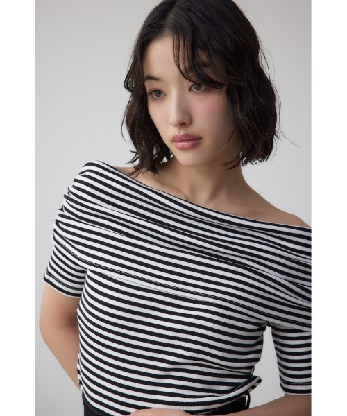 AZUL BY MOUSSY tシャツ オフショルダーリブトップス レディース