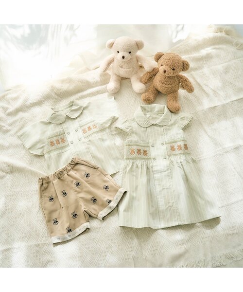 ワンピース tiny bear スモッキング刺繍ワンピース キッズ 子供