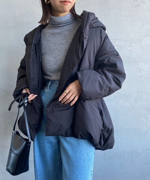 美品✦ฺmizuiroind ミズイロインド　ダウンジャケット　黒　オーバーサイズ 楽天市場】ミズイロインド mizuiro ind フーデッド ワイドダウン