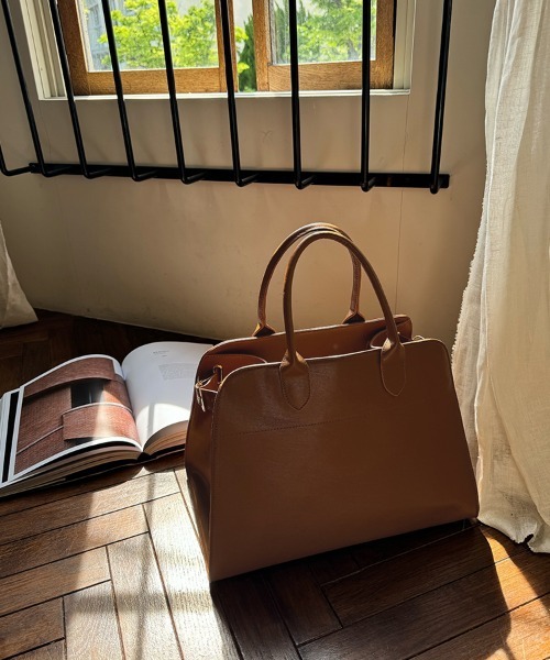 ハイクラス［ハンドバッグ］ベルト　南京錠　トート　大容量　レザー　ブラウン ロングセラー＞ペルケ perche 山羊革A4トートバッグ （クロコブラウン