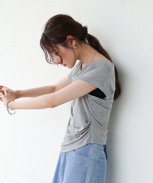 ブラウン ベルベット ドレープ トップス BAB tシャツ ドレープコンパクトトップス レディース : ZOZOTOWN