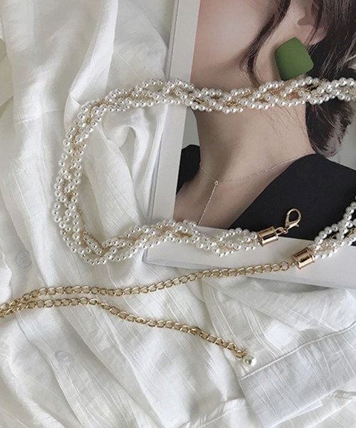 カネコイサオ・ゴールド＆パール　　チェーンベルト カネコイサオ・ゴールド＆パール チェーンベルト カネコイサオ