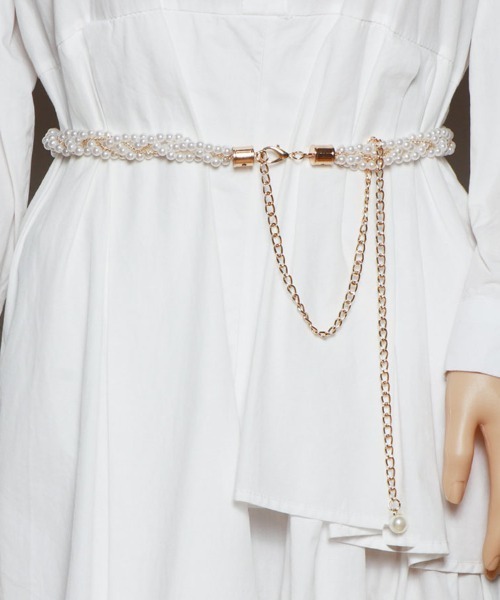 カネコイサオ・ゴールド＆パール　　チェーンベルト 楽天市場】チェーンベルト レディース チェーン サッシュベルト 飾り