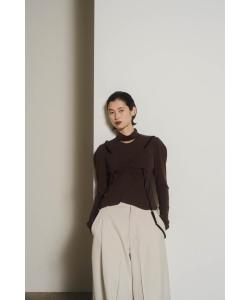puff sleeves docking  tops レディース