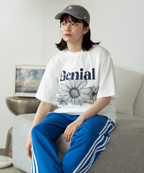 SUGGESTION tシャツ SUGGESTION/サジェッション フラワー刺繍T