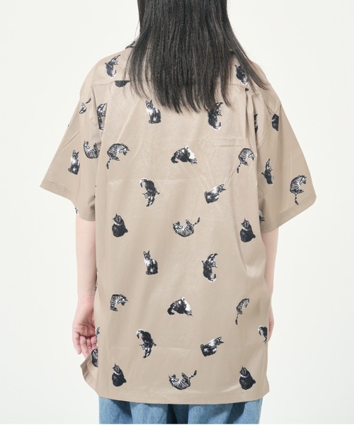 KRIZIA イタリア製 アニマル 総柄 シャツ L】【ウォッシャブル】イニシャルアニマルプリントTシャツ