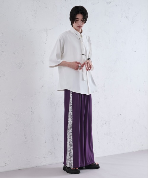 Ellno Loset シャツ スタッズエリボウタイツキシャツ メンズ