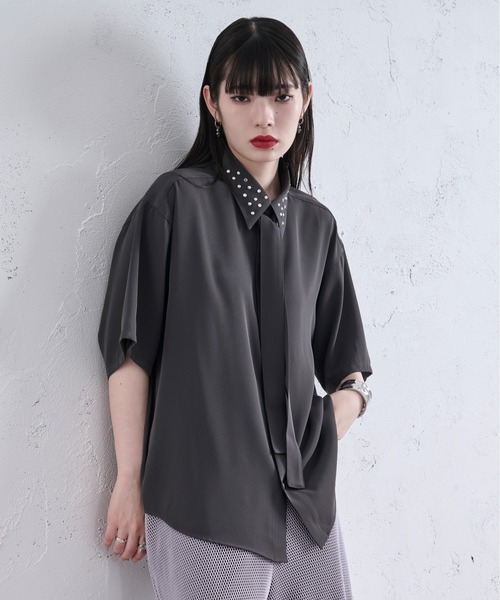 Ellno Loset シャツ スタッズエリボウタイツキシャツ メンズ