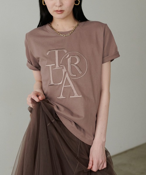 tシャツ 「LARUTA」厚盛りロゴ刺繍T レディース