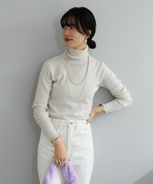 「SHENERY」 タートルネックニット FREE ライトグレー レディース_画像3