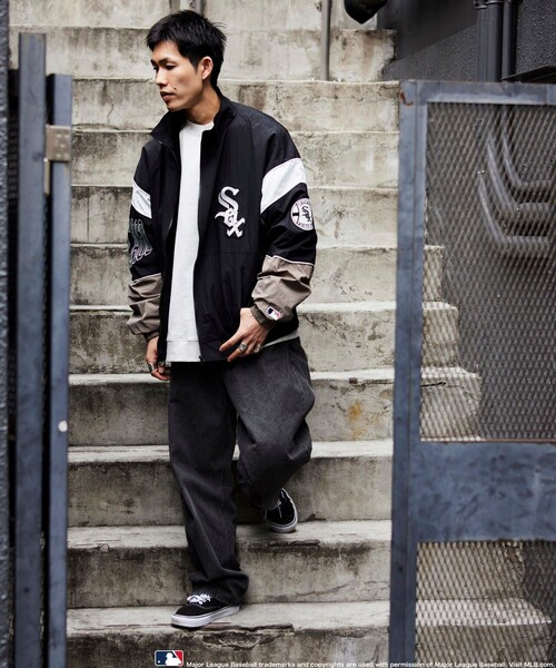 MLB ナイロンブルゾン LARGE ブラック メンズ : ZOZOTOWN Yahoo!店