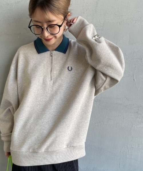 FRED PERRY ハーフジップ クロップドトレーナー FRED PERRY トレーナー スウェット 「FRED PERRY/フレッドペリー