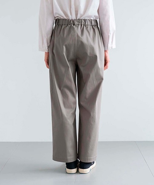 D パンツ コットンリネン オックスストレッチパンツ レディース