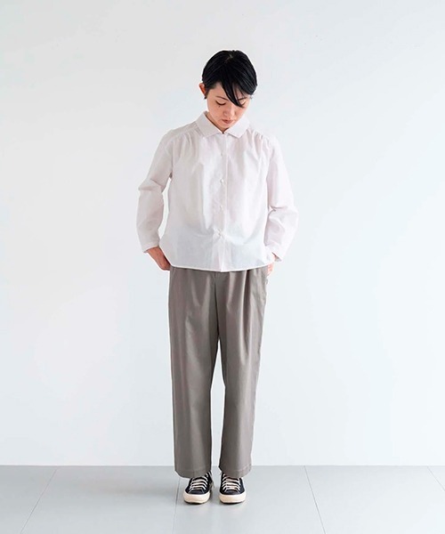 D パンツ コットンリネン オックスストレッチパンツ レディース