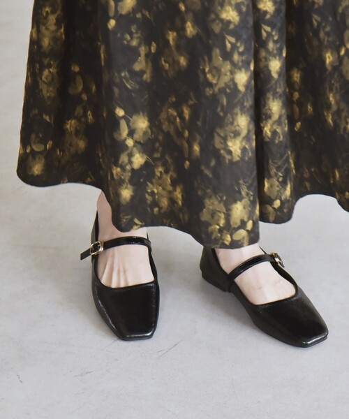 quaranciel パンプス quaranciel: ストラップ スクエア フラット