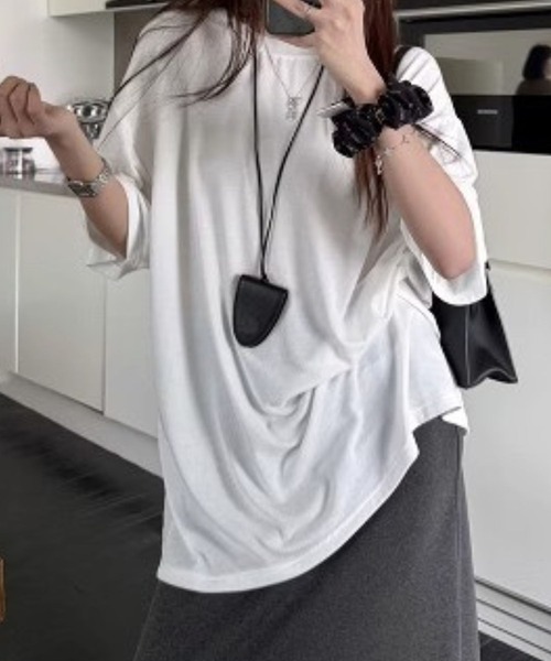 tシャツ 五分袖オーバーサイズTシャツ レディース