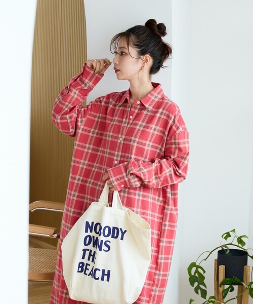 シャツワンピース 限定展開　ネル チェック ビックシャツ ワンピース | FREAK'S STORE | 06