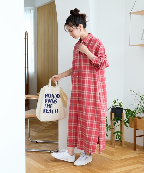 シャツワンピース 限定展開　ネル チェック ビックシャツ ワンピース | FREAK'S STORE | 07