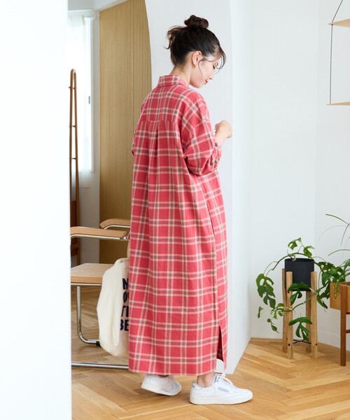 シャツワンピース 限定展開　ネル チェック ビックシャツ ワンピース | FREAK'S STORE | 08