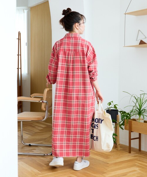 シャツワンピース 限定展開　ネル チェック ビックシャツ ワンピース | FREAK'S STORE | 09