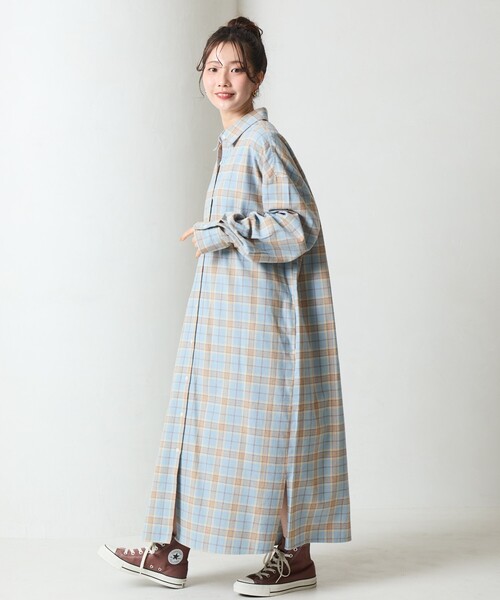 シャツワンピース 限定展開　ネル チェック ビックシャツ ワンピース | FREAK'S STORE | 18