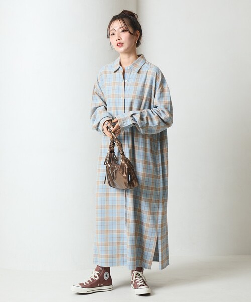 シャツワンピース 限定展開　ネル チェック ビックシャツ ワンピース | FREAK'S STORE | 20