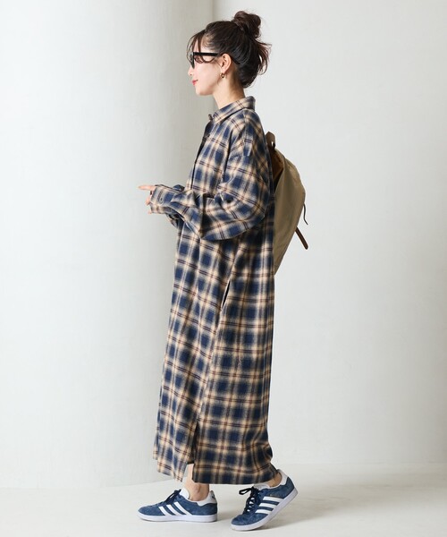 シャツワンピース 限定展開　ネル チェック ビックシャツ ワンピース | FREAK'S STORE | 25