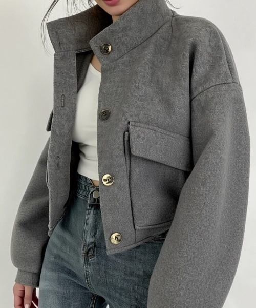 cammie ポンチョ ウールタッチボリュームスリーブジャケット