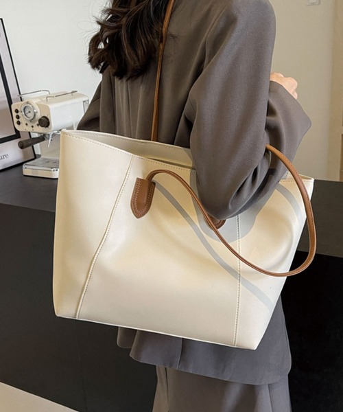 ADDITION STORE トートバッグ 「 ファスナー開閉♪裏地付き」「A4対応