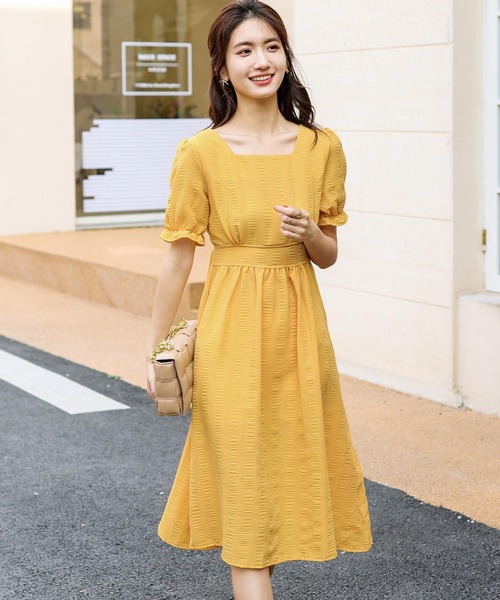 「Amulet」 半袖ワンピース X-LARGE イエロー レディース_画像2