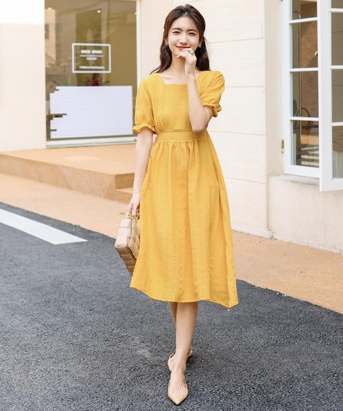 「Amulet」 半袖ワンピース X-LARGE イエロー レディース_画像4